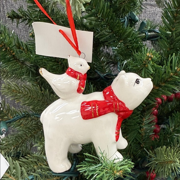 Charming porcelain forest animals Christmas Ornaments- set of 3 - Picture 4 of 11